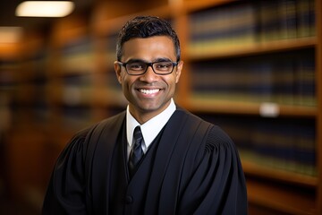 Obraz premium A judge in their chambers. Great for stories on justice, the legal system, courtrooms, judgements, legal professions and more. 