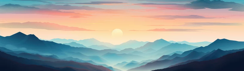 Schilderijen op glas sunrise in the mountains © lc design