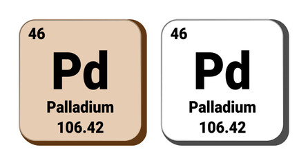 Pd, Palladium element vector icon, periodic table element. Vector illustration EPS 10 File. Isolated on white background.