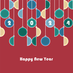 Happy New Year 2024 card vector illustration - 687502709
