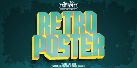 Retro Poster editable text effect, customizable old-school and classic 3D font style