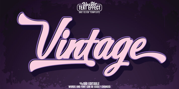 Vintage editable text effect, customizable old-school and classic 3D font style
