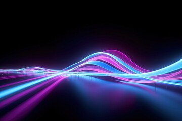 Cyber Motion Pink Blue Neon Fantasy Speeding Lights Abstract DataTransfer