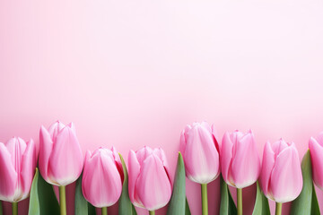 pink tulips on white background