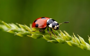 Macro closeup ladybug flora nature ai generative