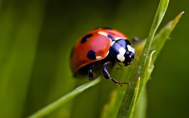 Macro closeup ladybug flora nature ai generative