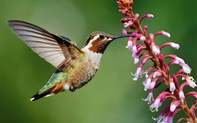 Fototapeta premium Macro closeup humming bird flora nature ai generative