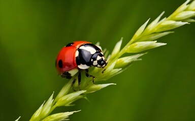 Fototapeta premium Macro closeup ladybug flora nature ai generative