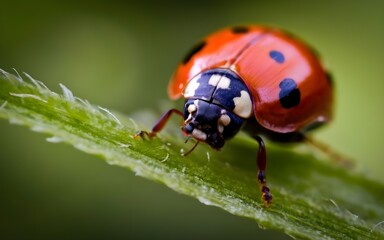 Macro closeup ladybug flora nature ai generative