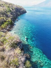 Indonesia Alor - Drone view Ternate Island coast line