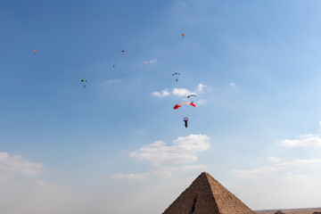 Fototapeta na wymiar sky dive over the Great Pyramid of Giza