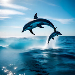 Obraz na płótnie Canvas dolphin jumping in the sea