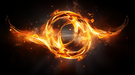 Mesmerizing Orange Flames: Abstract Shapes Created by Intense Fire - Fiery Motion and Heatwave in a Captivating Display of Burning Energy.