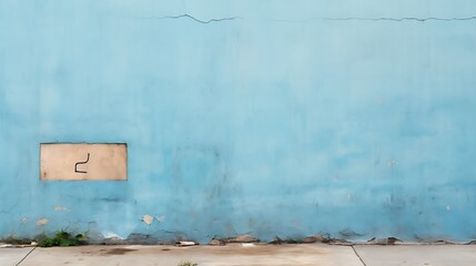 A painted sign on painted blue building wall. : Generative AI