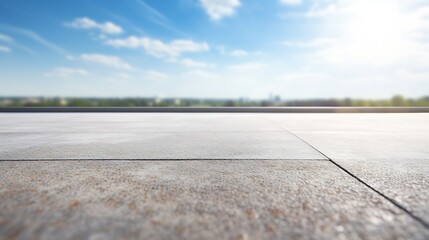 Empty floor ground on rooftop with beautiful sunlight blue sky. : Generative AI - obrazy, fototapety, plakaty