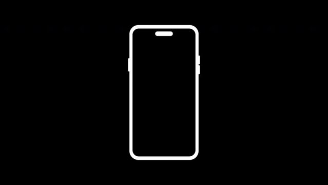 Rotate mobile phone icon animation, transparent background, alpha channel included.