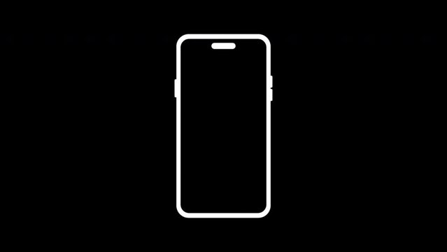 Rotate mobile phone icon animation, transparent background, alpha channel included.
