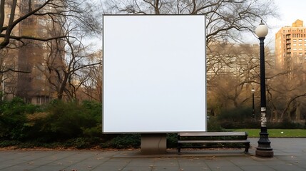 One big vertical / portrait orientation blank billboard in park : Generative AI