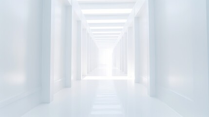 White blur abstract background from building hallway (corridor) : Generative AI