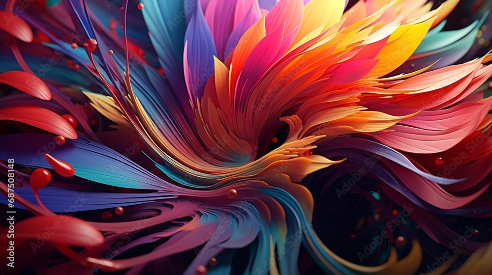 Leinwandbilder A Mesmerizing 3D Abstract Multicolor Visualization : Generative AI