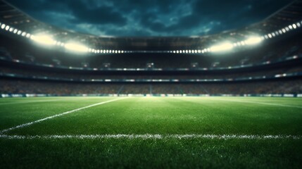 Fototapeta na wymiar textured soccer game field with entrance to stadium - center, midfield : Generative AI