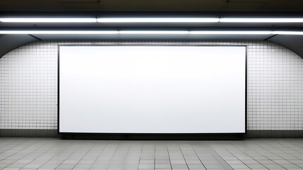 Blank billboard located in underground hall : Generative AI - obrazy, fototapety, plakaty