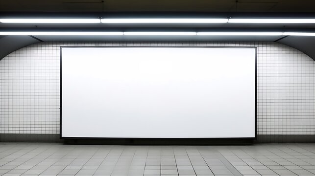 Blank billboard located in underground hall : Generative AI