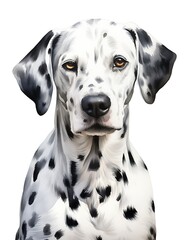 DALMATIAN watercolor portrait painting illustrated dog puppy isolated on transparent white background : Generative AI