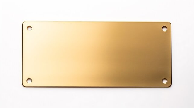 Close up shot of blank brass nameplate isolated over white background : Generative AI
