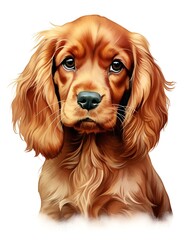 GRAND BASSETT GRIFFON VENDEEN watercolor portrait painting illustrated dog puppy isolated on transparent white background : Generative AI
