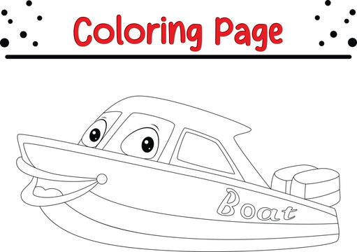 Boat coloring page for kids