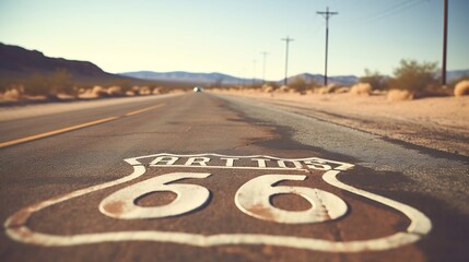 route 66 empty street in California : Generative AI
