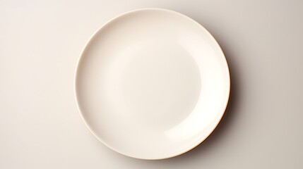 white plate mockup with cream background. for the wedding template .top view. : Generative AI