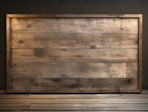 light wood rustic signboard on aged wooden wall, vintage image : Generative AI