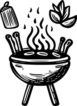 black and white barbecue grill cooking clip art preview