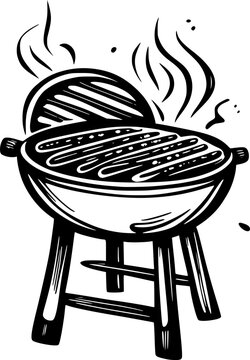 black and white barbecue grill cooking clip art preview
