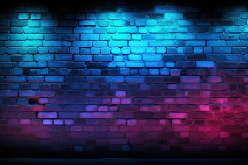 Artistic neon glow over an uneven brick wall texture