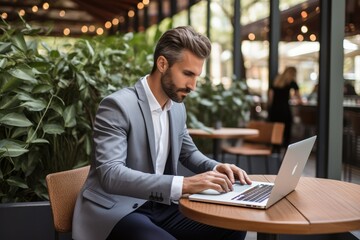 Corporate HR manager working on laptop for financial planning