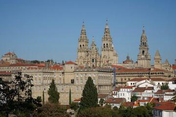 Fototapeta na wymiar View of the cathedral of Santiago de Compostela from the Alameda Santiago de Compostela, Galicia, Spain 10092023