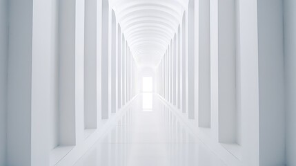White blur abstract background from building hallway (corridor) : Generative AI