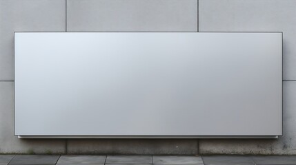 Blank silver glass signboard on textured wall mockup. Empty wal mounted signplate mock up. Clear...