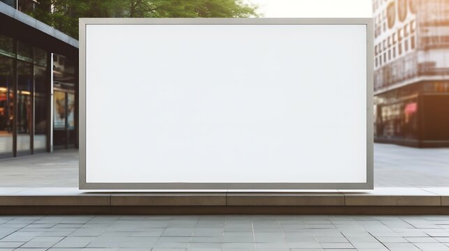 Blank glassy signboard on the wall outdoor, mock up : Generative AI