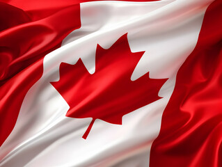 Canada national flag background,  Canadian flag weaving made by silk cloth fabric, Canada background, ai generated image