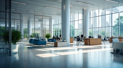Interior of modern empty office building. : Generative AI