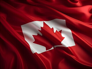 Canada national flag background,  Canadian flag weaving made by silk cloth fabric, Canada background, ai generated image