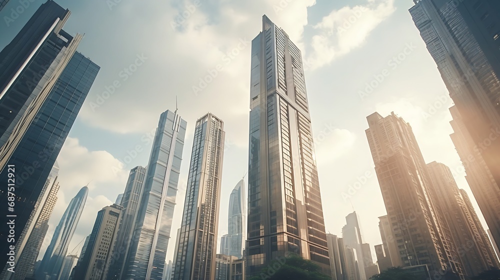 Poster low angle view of skyscrapers in shenzhen,china. : generative ai