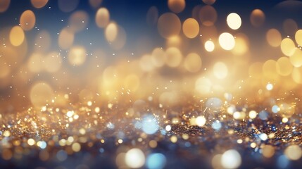 glitter vintage lights background. gold, silver, blue and black. de-focused. : Generative AI