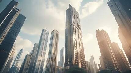 low angle view of skyscrapers in Shenzhen,China. : Generative AI