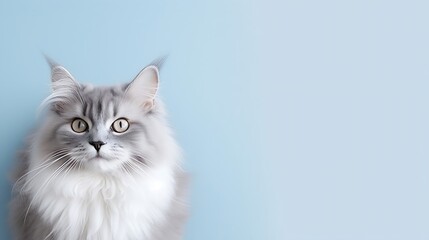 portrait of fluffy cat in minimalism style : Generative AI