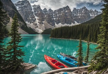 Emerald Essence: Kayaking through Canada's Moraine Lake in Summer